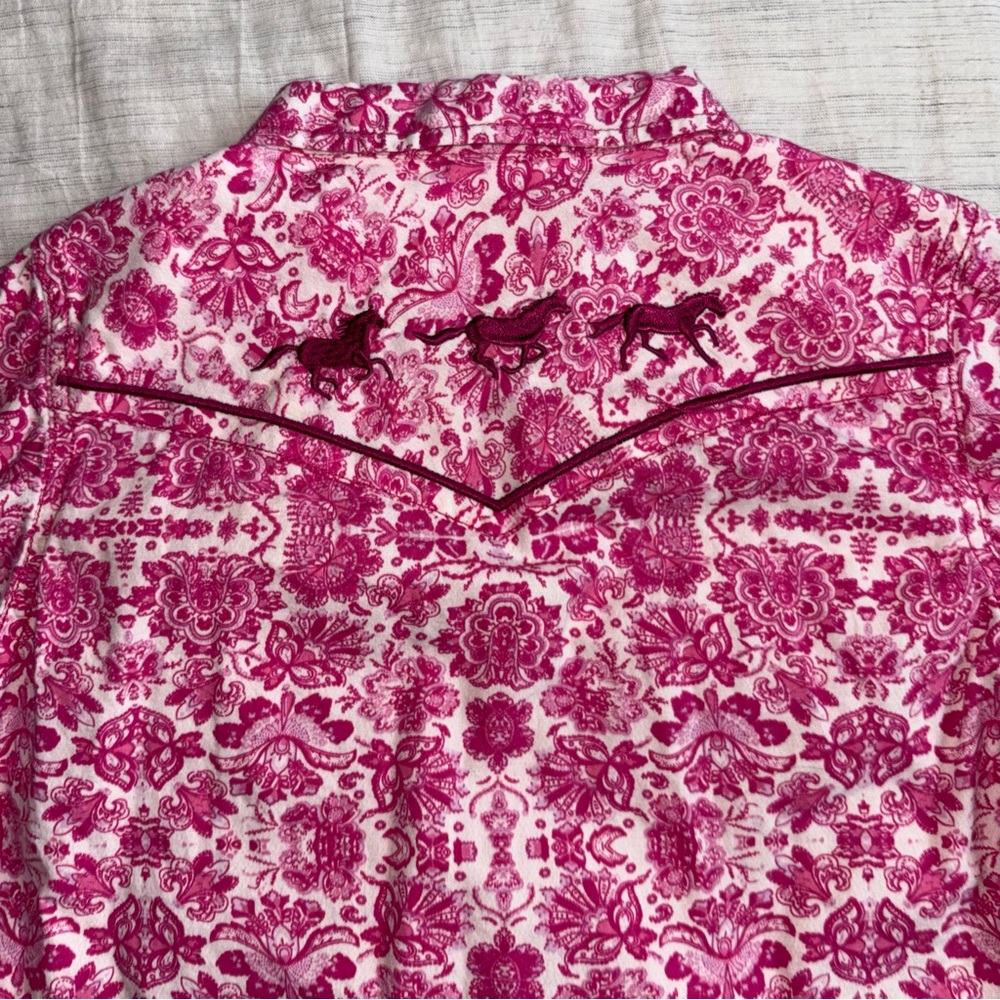 Cowgirl Hardware Western Floral Button-Down Shirt Pink & White Size 4T - Picture 8 of 8